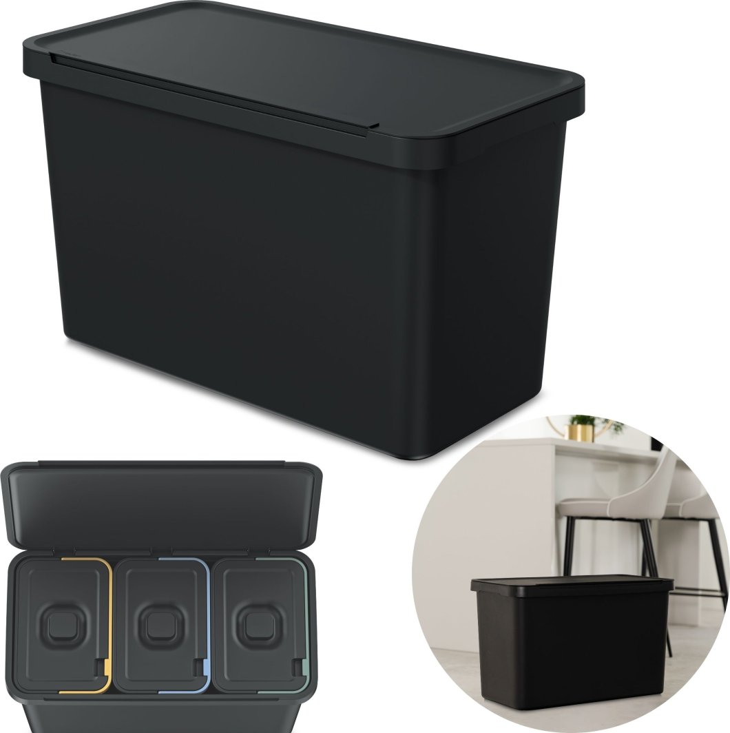 3x Kosz do sortowania na śmieci 10l Pojemnik do segregacji odpadów 1