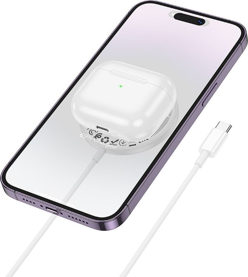 HOCO ładowarka indukcyjna kompatybilna z MagSafe z wyświetlaczem 2A 15W CW61 biała 1