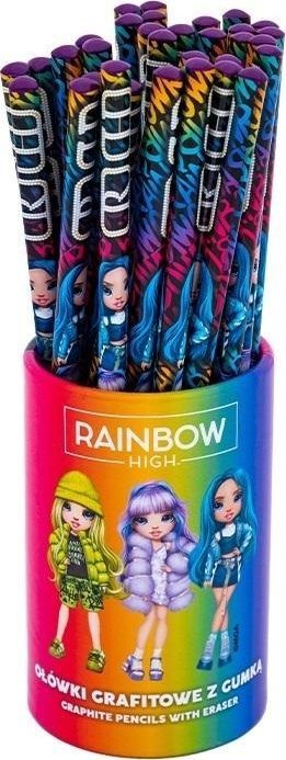 Ołówki trójkątne HB z gumką Rainbow High (36szt) 1