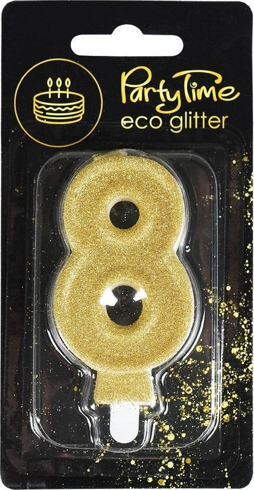 Świeczka 8 eko-brokat