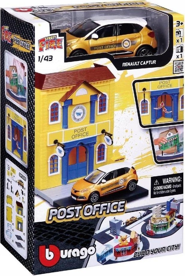 Bburago Street Fire – Playset City Services 1/43 – 3 Véhicules + 8 Accessoires Signalisation – Pompier Ou Police – Assortiment