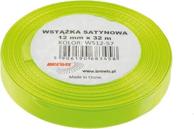 Wstążka satynowa zielona neonowa 12mmx32m 1