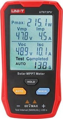 MPPT testeris, 5-800W, 0-35A,  12-60VDC, rankinis/auto rezimas, UNI-T 1