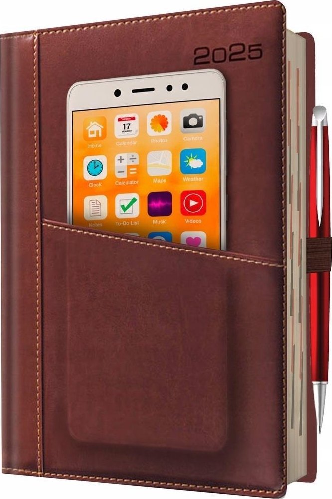 Kalendarz 2025 A5 dzienny planer kieszonka brązowy EDUKAMP 1