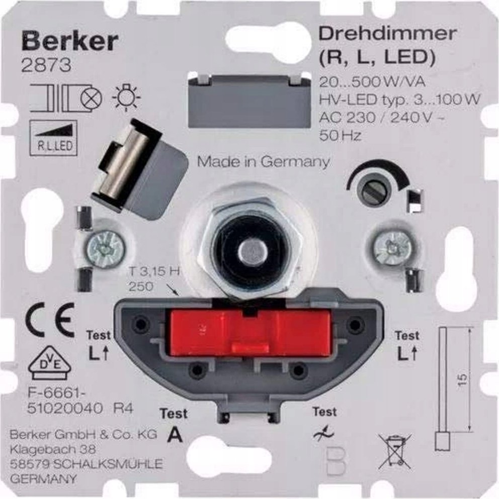 Berker rotary dimmer 20-500W/VA 2873 1