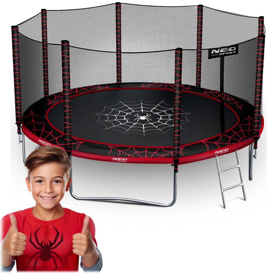 Trampolina ogrodowa 12ft/374cm z siatką zewnętrzną i drabinką Neo-Sport EDUKAMP 1