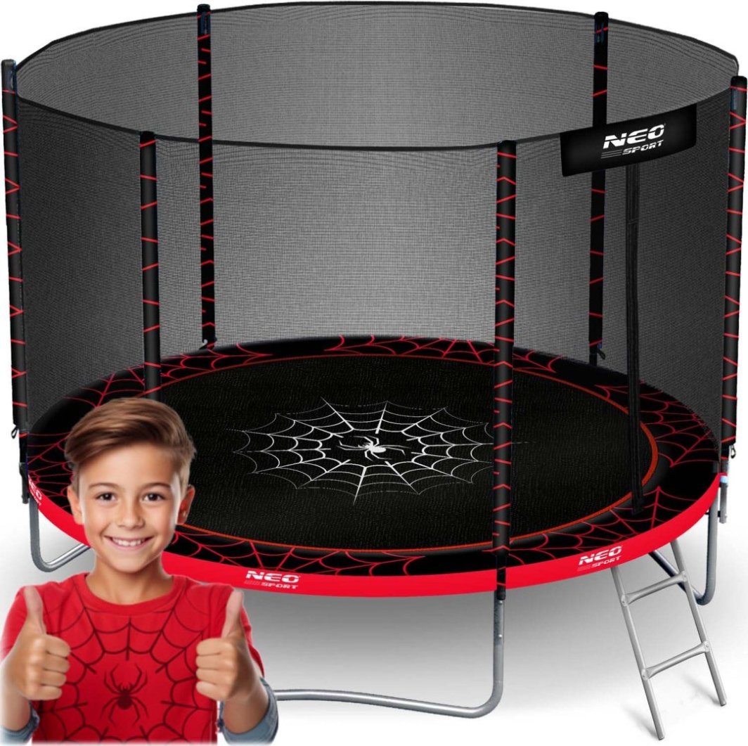 Trampolina ogrodowa 8ft/252cm z siatką zewnętrzną i drabinką Neo-Sport EDUKAMP 1