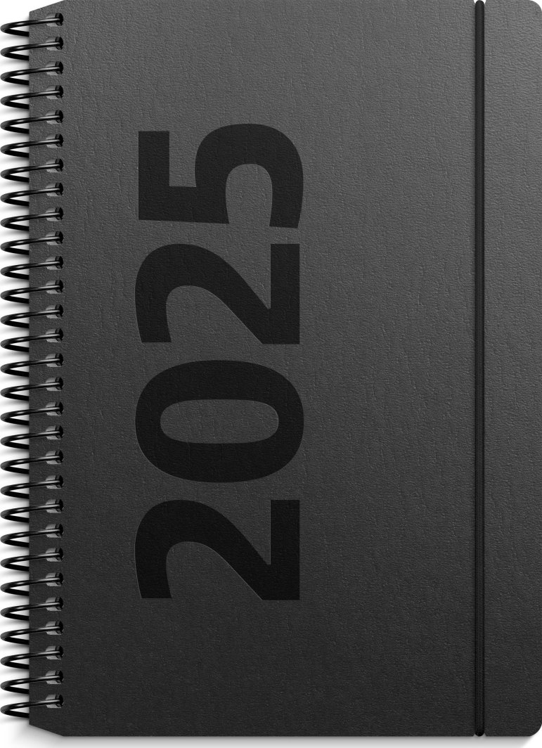 A6 ugekalender højformat matsort genbrugskarton 2025 1