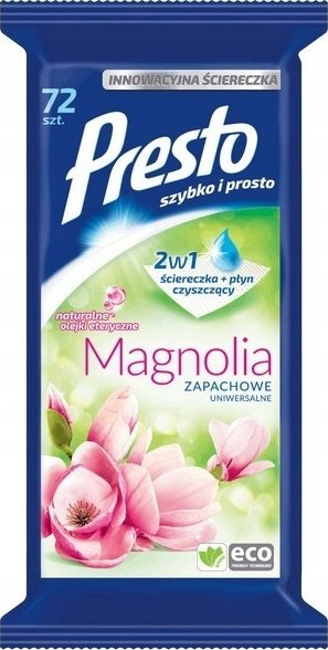 PRESTO ŚCIERECZKI NAWILŻANE UNIWERSALNE MAGNOLIA 72 SZTUK 1