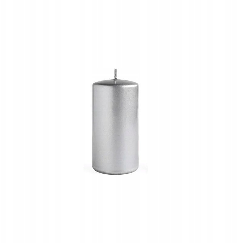 Świeca OPAL MET POŁYSK Walec średni 7xh14cm parafinowa srebrna 1
