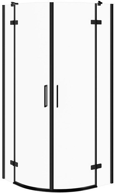 KABINA PRYSZNICOWA PÓŁOKRĄGŁA CITY CZARNA 80X80X195 SZKŁO TRANSP 1