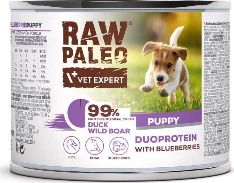Raw Paleo Duck&Boar Puppy Can 200g 1
