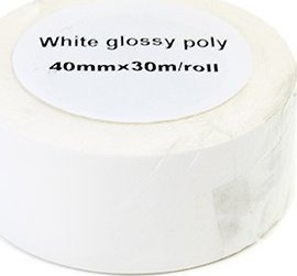 Etykiety błyszczące w rolce JetWorld Białe 40mm*30m zamiennik do Epson TM-3500 (rolka z perforacją wzdłużną, wielkość rdzenia 51 1