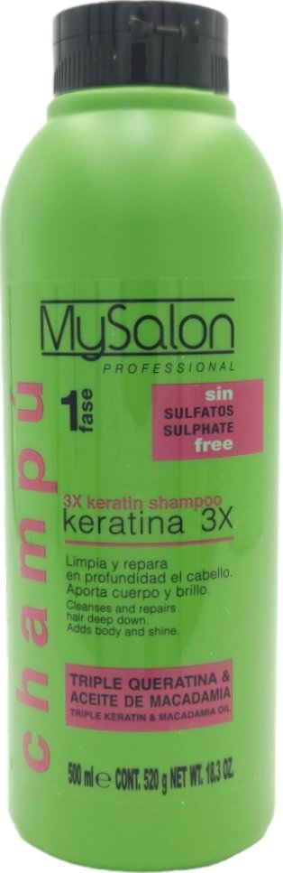 MYSALON Szampon do włosów z potrójną keratyną - 500ml 1