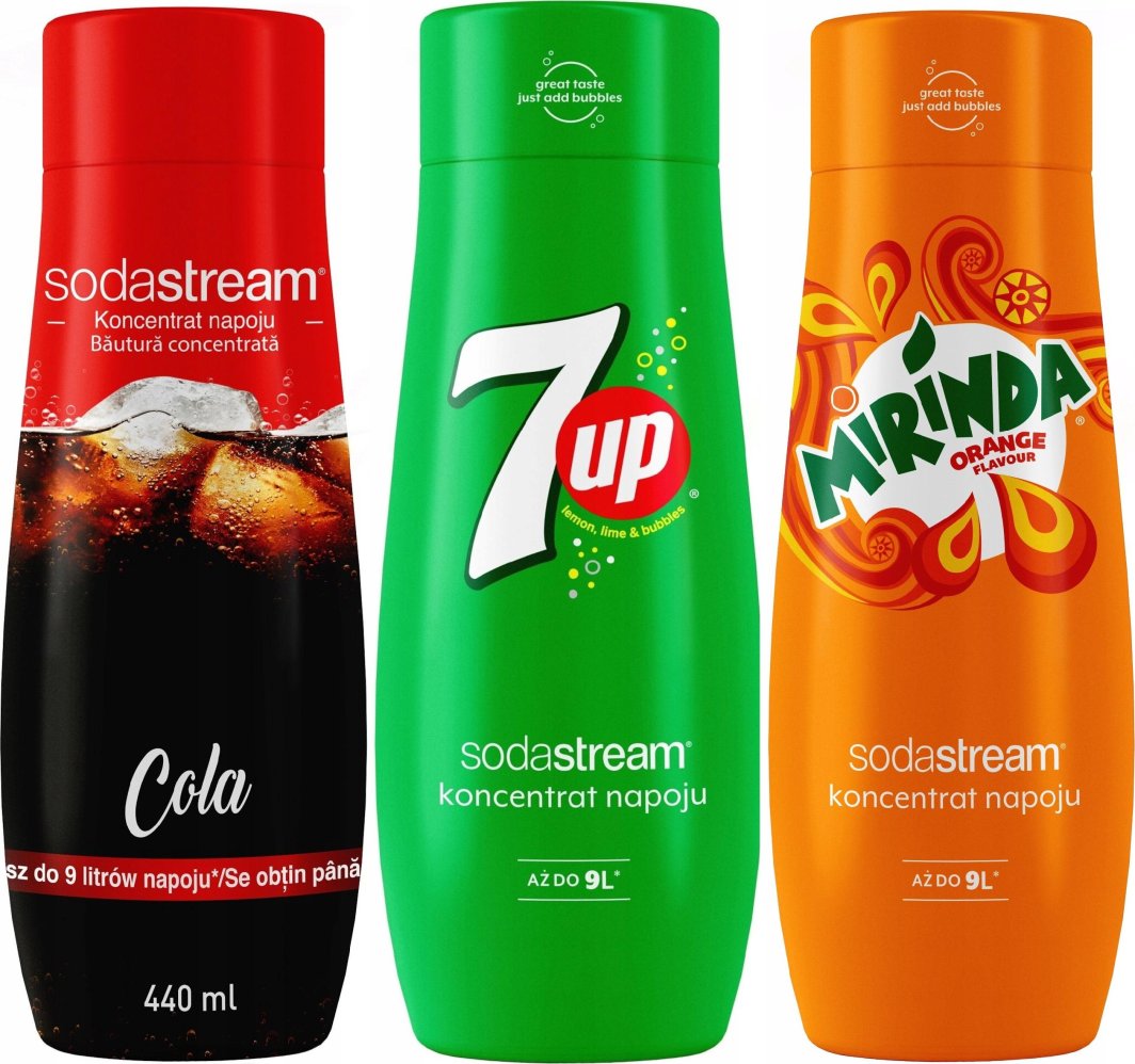 Zestaw 3 koncentratów SodaStream Cola+7UP+Mirinda 1