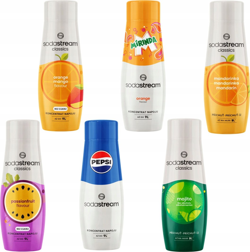 6x SYROP SODASTREAM PEPSI, MIRINDA, MANGO, MANDARYNKA, MOJITO, MARAKUJA 1