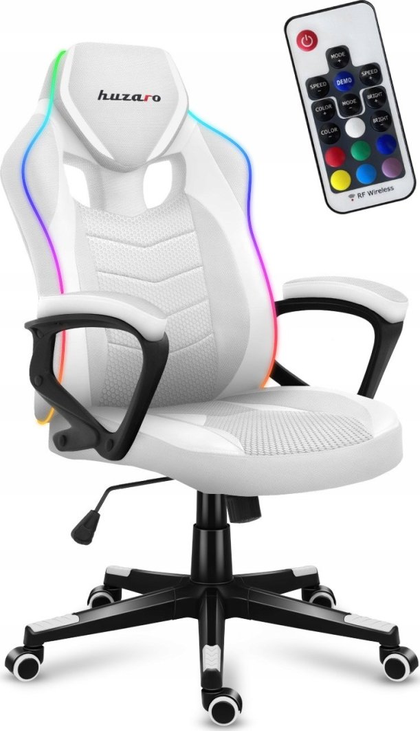 Fotel Huzaro Force 2.5 White RGB Mesh 1