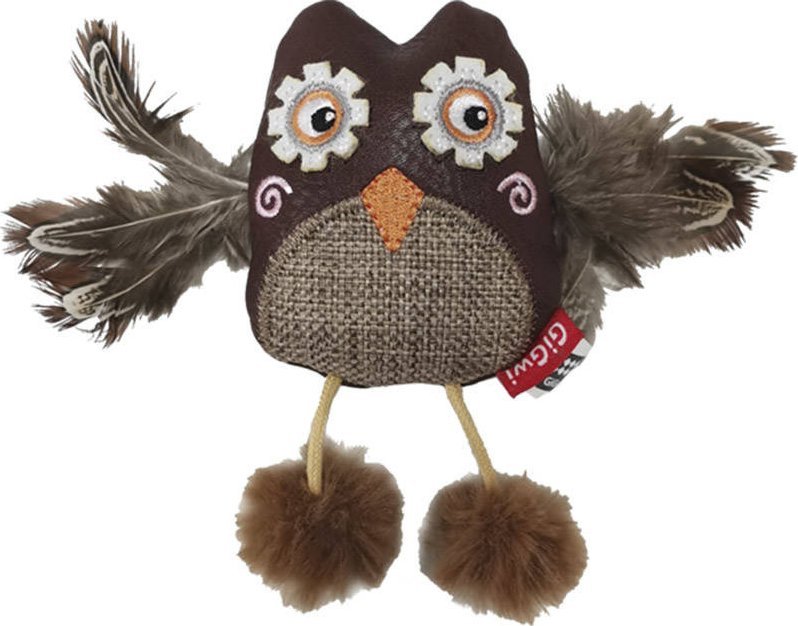 Catch & Scratch Eco line sowa z matatabi, piórkami, eko skórą i eko futerkiem 1