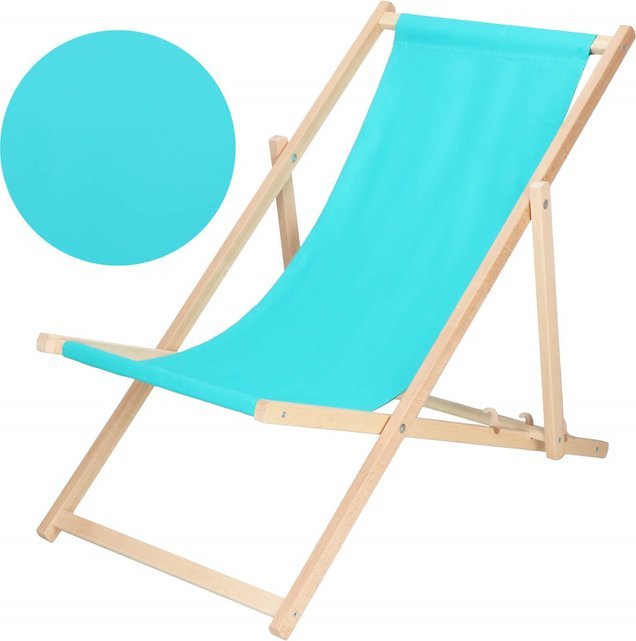 Leżak ogrodowy, drewniany z 3-stopniową regulacją, plażowy, balkonowy, turkusowy UNIWERSALNY 1