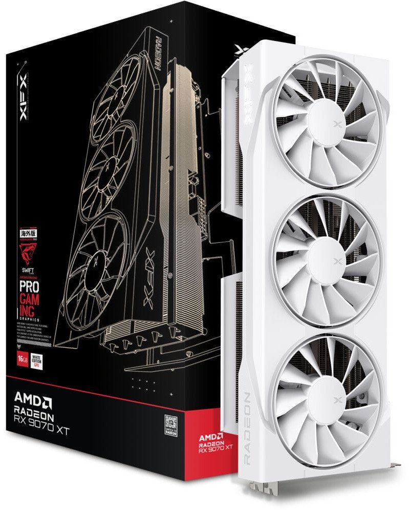 Karta graficzna XFX Swift Radeon RX 9070 XT White Triple Fan Gaming 16GB GDDR6 (RX-97TSWF3W9) 1
