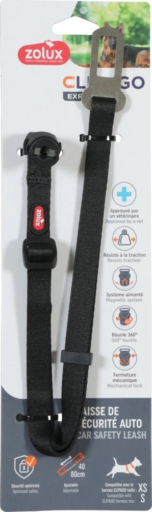 ZOLUX Pas samochodowy dla psa do szelek CLIP&GO XS/S 1
