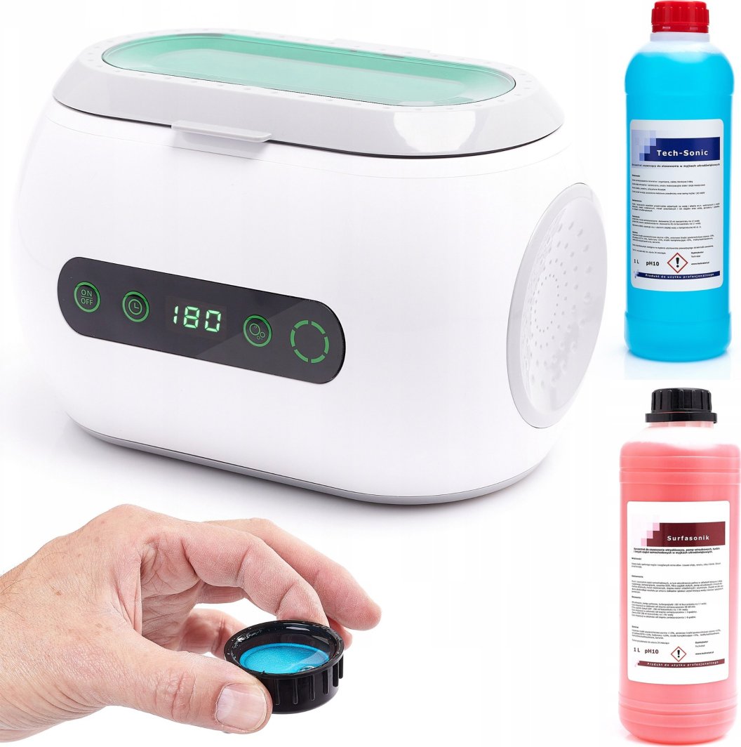 Myjka Ultradźwiękowa 600ml 0,6L 35W Zestaw Koncentratów 2L do Mycia Części
