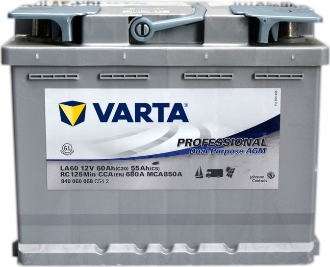 Akumulator VARTA 12V 60Ah/680A PROFESSIONAL DUAL PURPOSE AGM (P+ 1) 242x175x190 B13 - stopka o wysokości 10,5 mm (rozruchowo-zasilający) 1