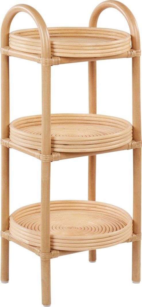 Beliani Stolik pomocniczy rattanowy 3 półki naturalny TROOLIE 1