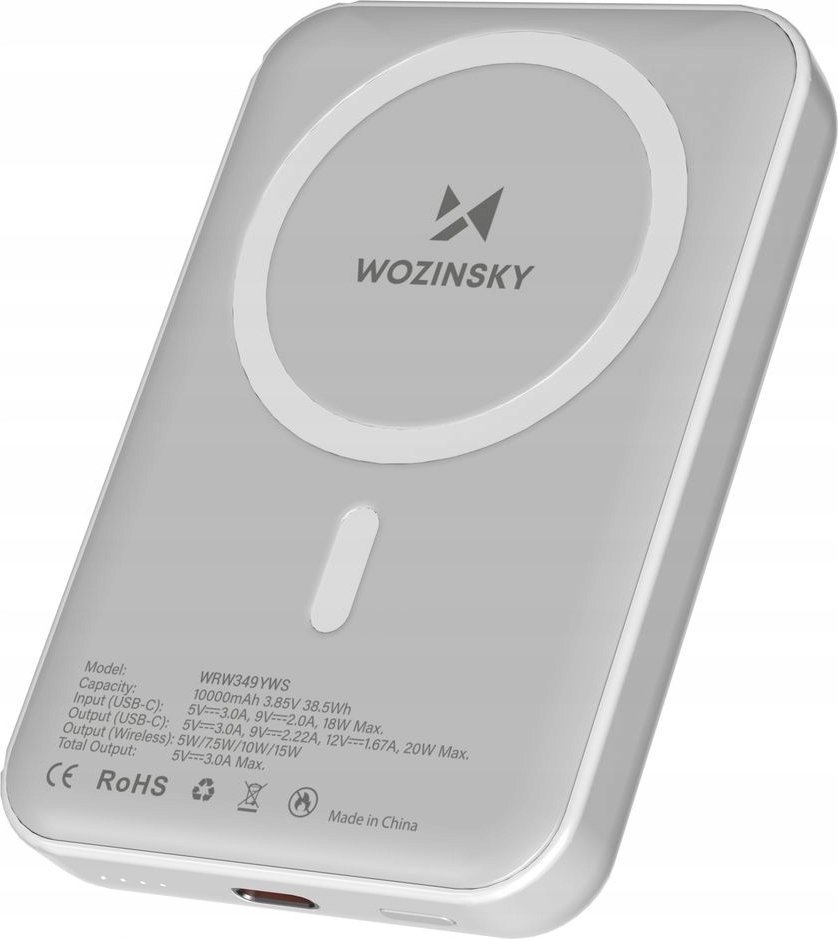Powerbank magnetyczny Wozinsky WRW349YWS 10 000 mAh - biały 1