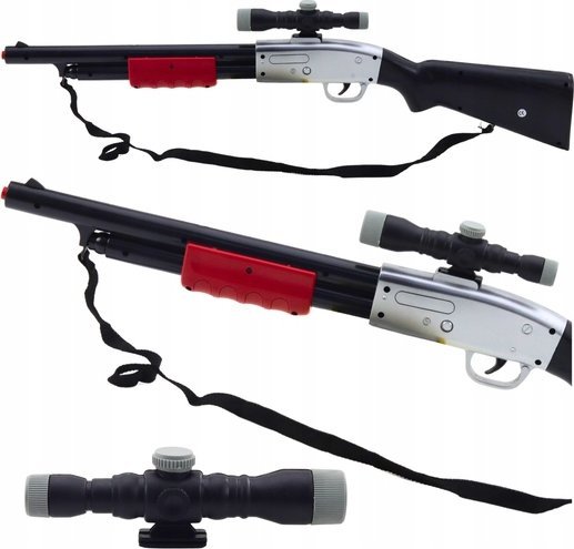 Karabin Strzelba Rekwizyt Pasek Na Ramię Luneta Czarny Dźwięki 65cm 1