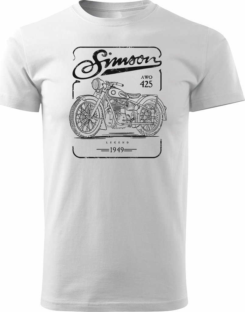Koszulka motocyklowa z motocyklem Simson AWO 425 Legend męska biała REGULAR S 1