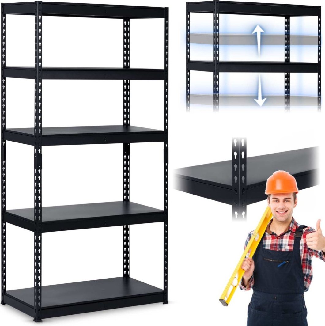 Regał metalowy magazynowy 183 x 90 x 45 cm Humberg HR-700 czarny EDUKAMP 1