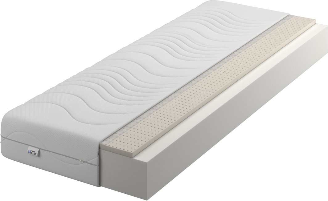 Materac piankowy Comfort + Lateks 120x190 16cm | LATEX | Dwustronny H2/H3 | Pikowany pokrowiec | 1