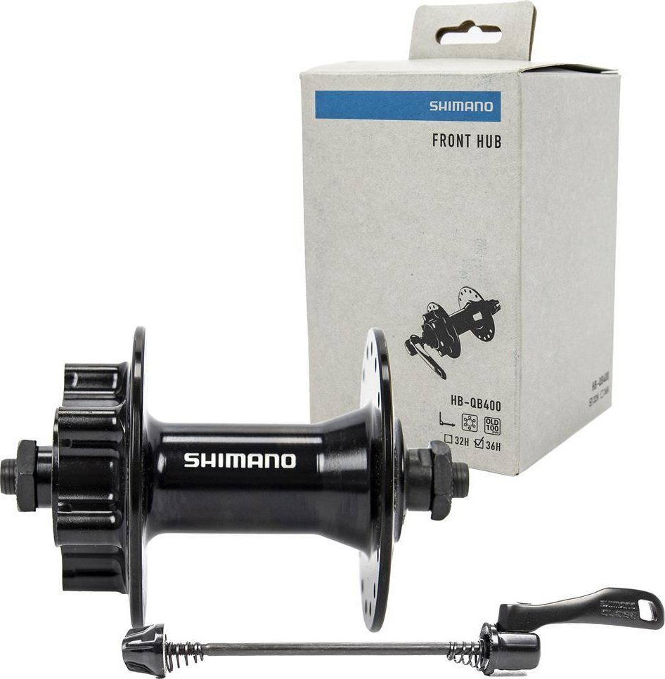 Piasta przednia Shimano Cues HB-QB400, łożyska maszynowe, 36H, 100 mm, QR, pod tarcze na 6 śrub 1