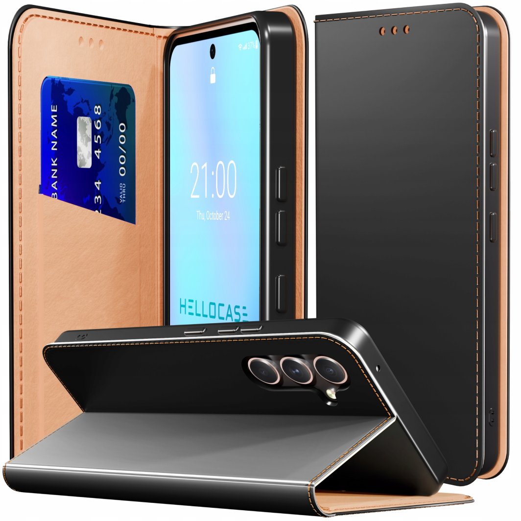 Etui z Klapką do Samsung Galaxy S23 FE (Skórzane, Magnetyczne, Czarne) 1