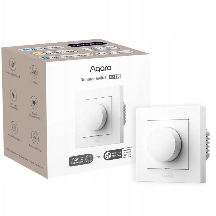 Aqara Dimmer Switch H2 EU Biały | Ściemniacz światła z pokrętłem | Thread, Zigbee 1