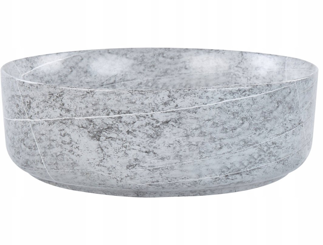 Umywalka Beliani Umywalka nablatowa ceramiczna efekt granitu ⌀ 37 cm szara GUDAR 1