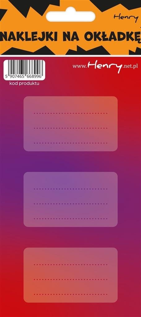 HENRY Naklejki na zeszyty - Czerwono-fioletowe (12szt) 1