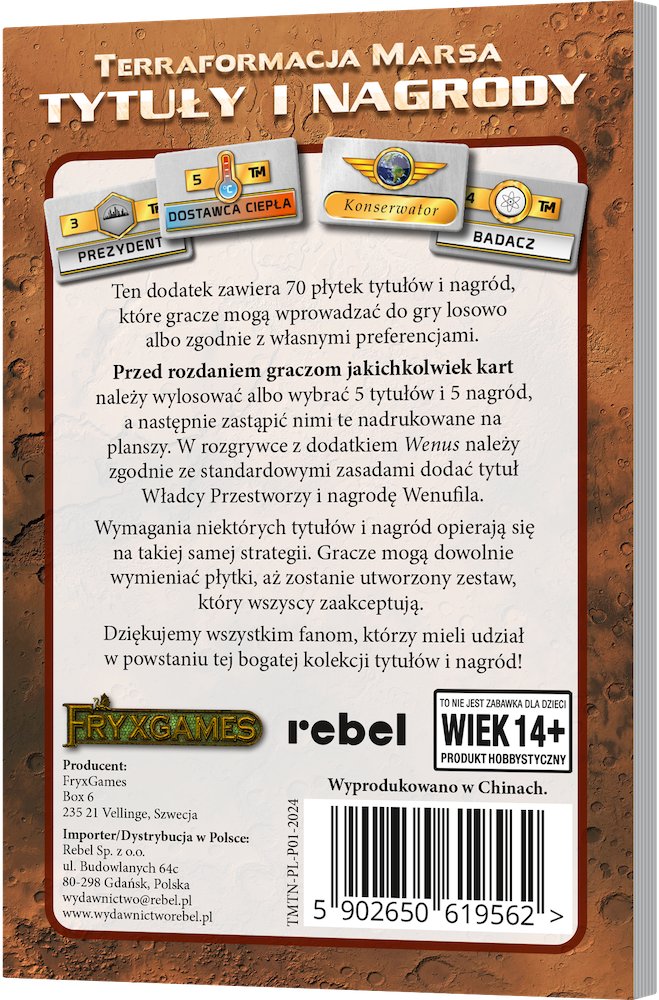 Rebel Dodatek do gry Terraformacja Marsa: Tytuły i nagrody 1