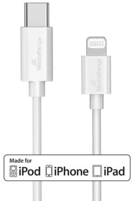 Kabel USB MediaRange USB-C - Lightning 1 m Biały (MRCS215)