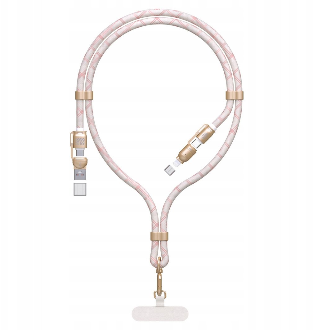 Kabel USB Dudao USB-A - USB-C + Lightning 1.5 m Różowy (6976625334421)