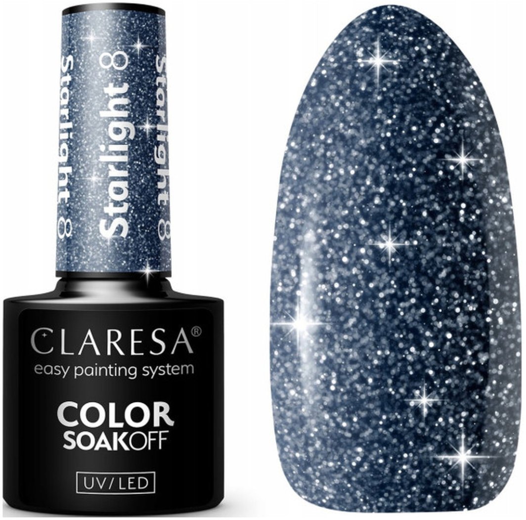 Claresa Starlight Lakier do paznokci hybrydowy z drobinkami flash 5g (8) 1