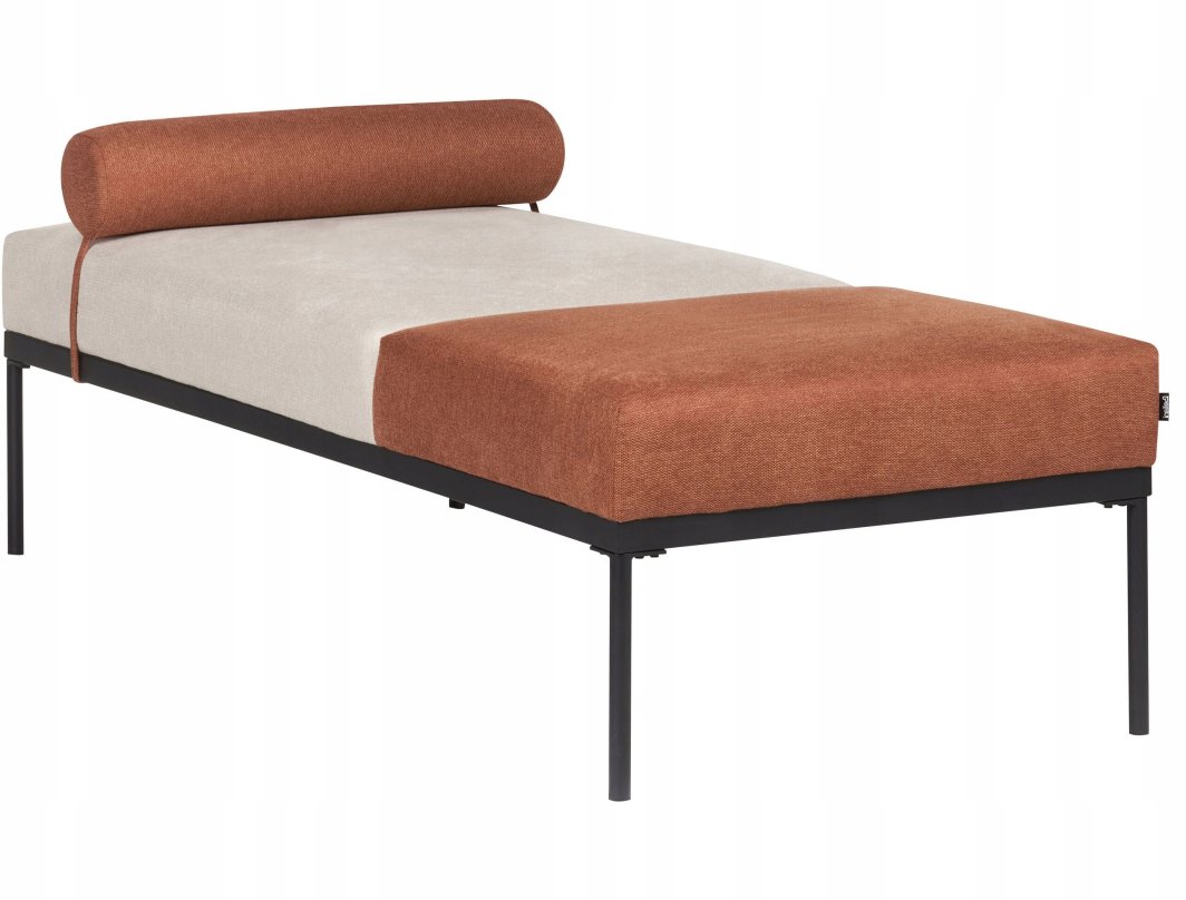 Beliani Szezlong len syntetyczny beżowo-złoto brązowy MALMOS 1