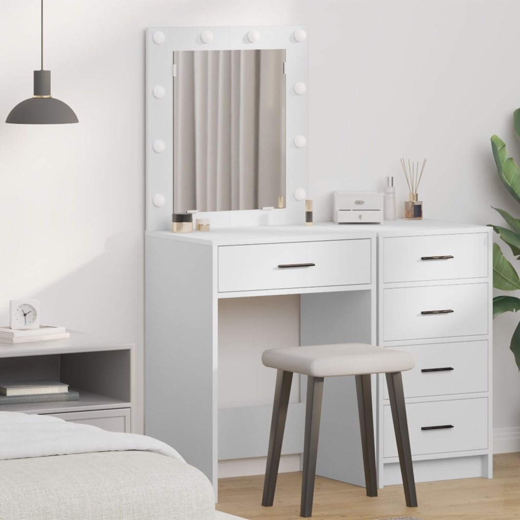 vidaXL Biały Materiał drewnopochodny 50 x 41 x 135 cm Lustro Toaletka 1