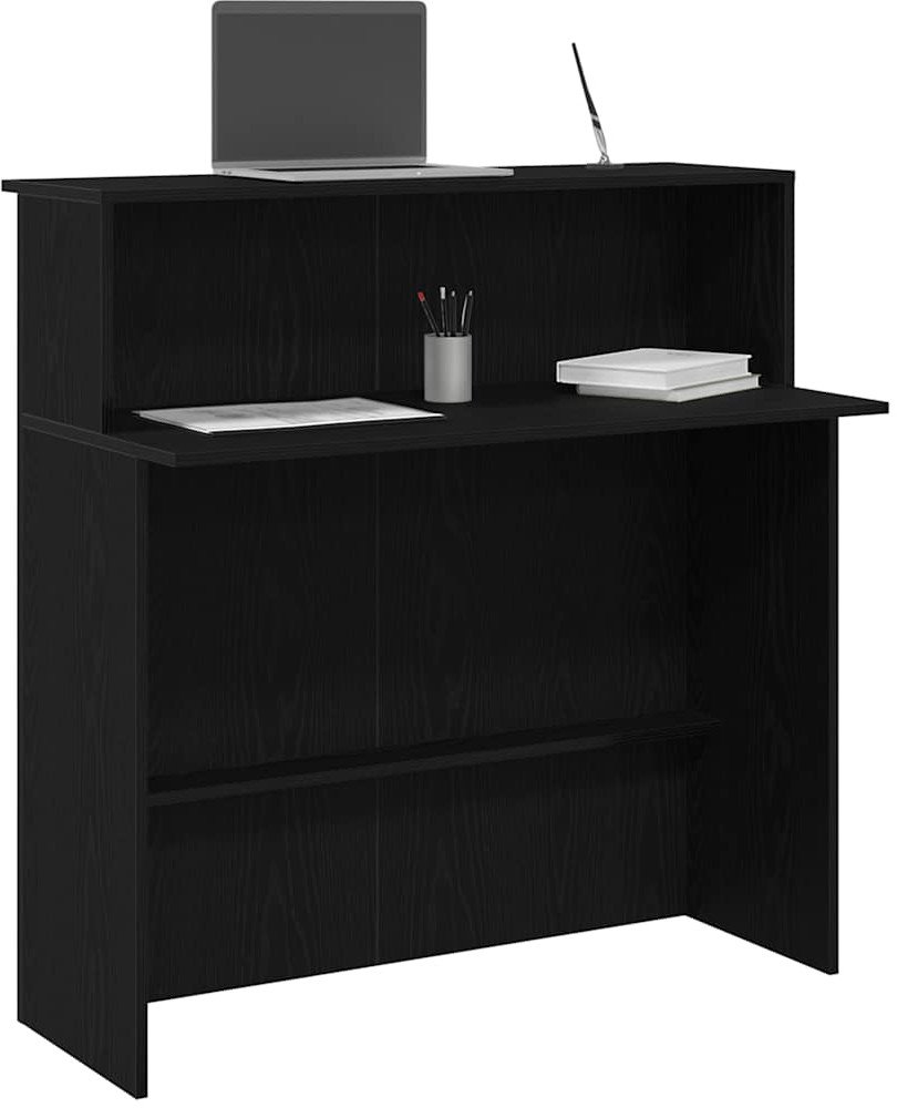 vidaXL Biurko recepcyjne czarne 100x50x103,5 cm Drewno klejone 1