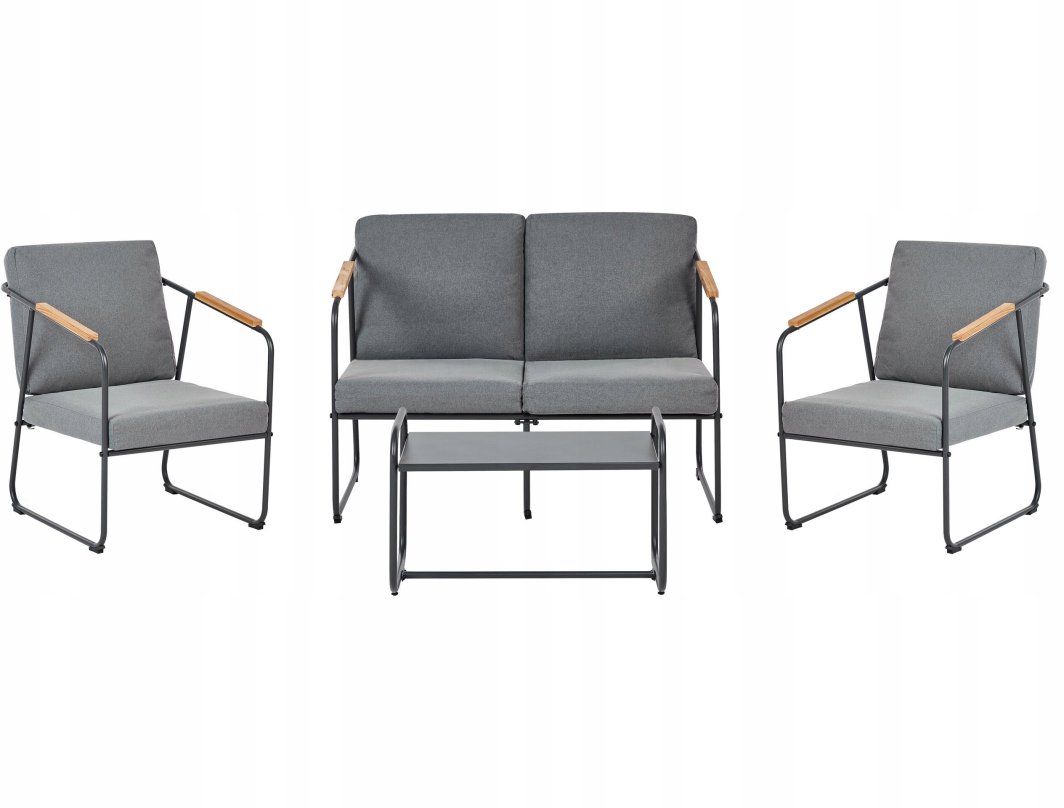 Beliani Zestaw ogrodowy ze stolikiem dla 4 osób VEZZANA Metal Szary 1