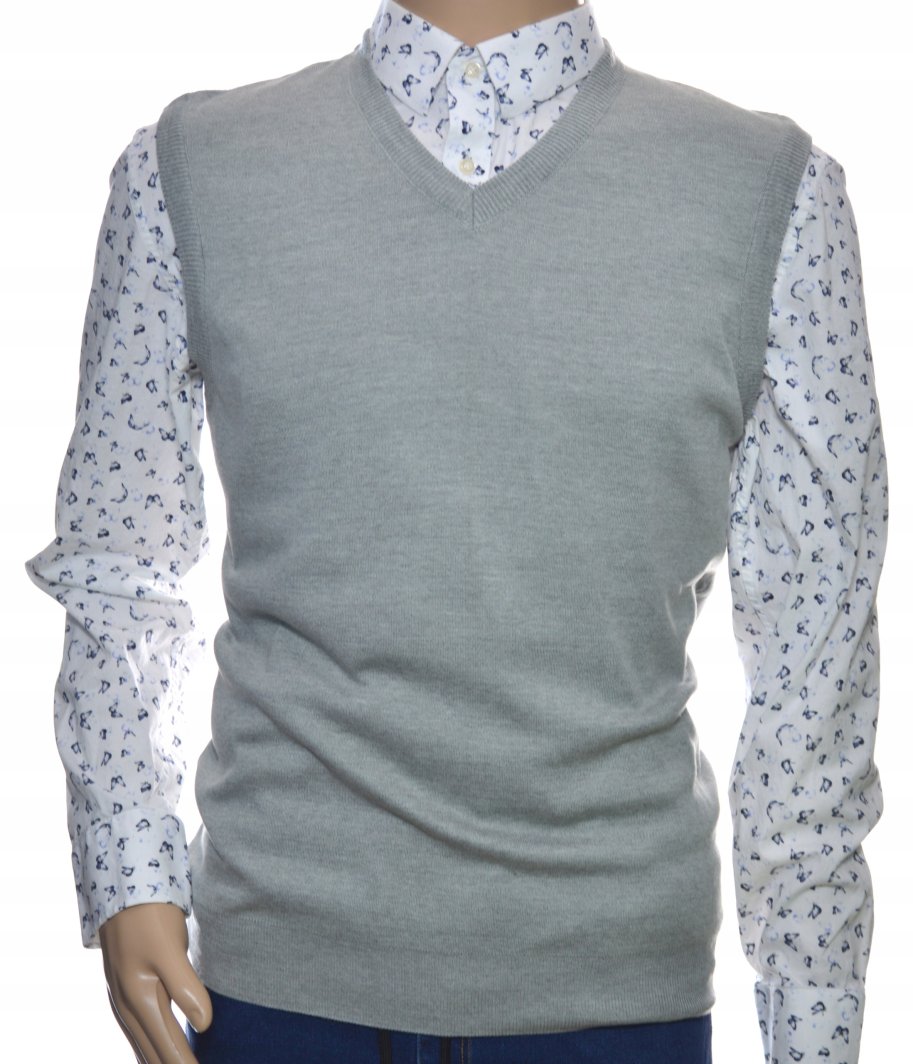Sweter męski wełniany bez rękawów bezrękawnik pulower kamizelka męska XL 1