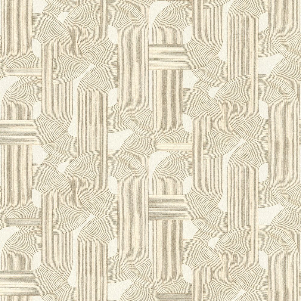 WALLPAPER 868111 GOLD WHITE GEOM 1