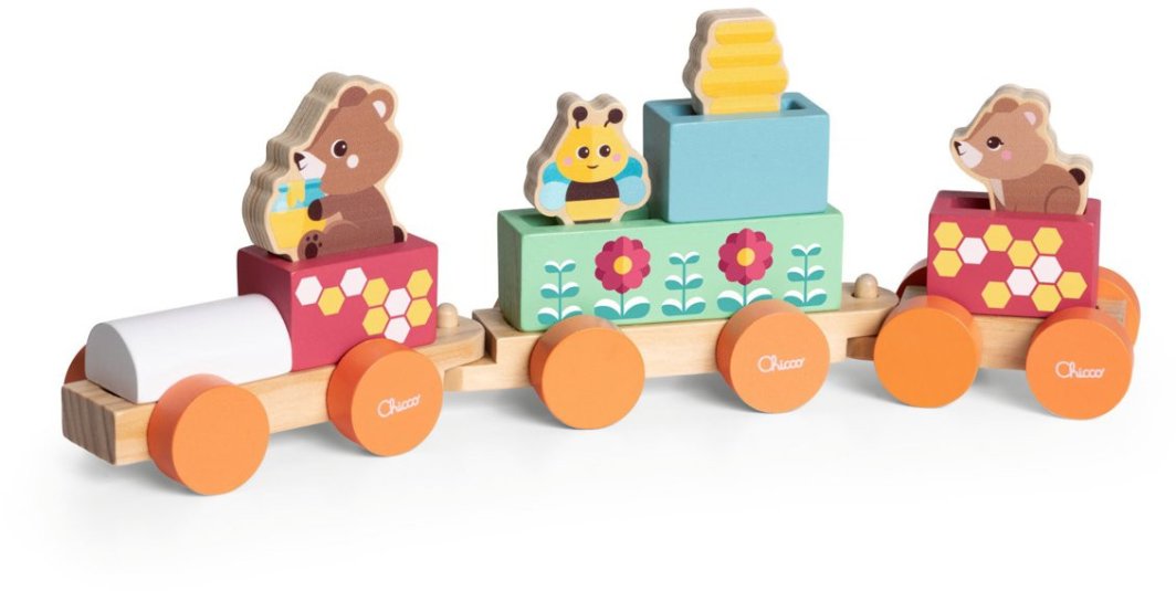 Drewniany pociąg z wagonami i figurkami MY WOOD FRIENDS Chicco 1