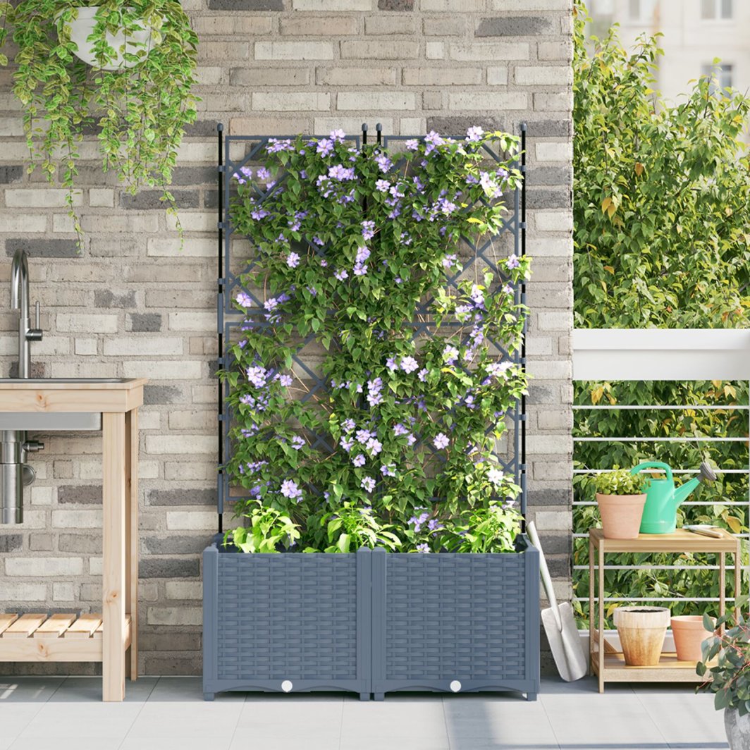 vidaXL Donice ogrodowe Jasnoszary Plastik 80 x 40 x 143 cm 1